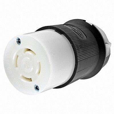 HUBBELL HBL3433GCB Locking Connector Strt 30 A Blk White Nyl Non-NEMA