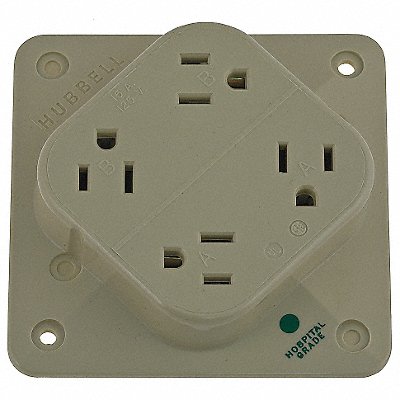 HUBBELL HBL415HI Receptacle Ivory 15 A 2P3W Back 1PK