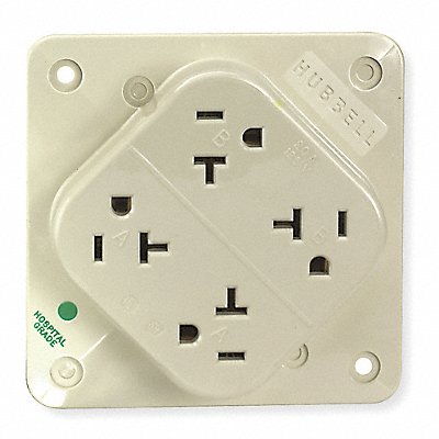 HUBBELL HBL420HI Receptacle Ivory 20 A 2P3W Back 1PK