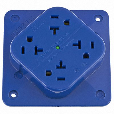 HUBBELL HBL420S Receptacle Blue 20 A 2P3W Back 1PK