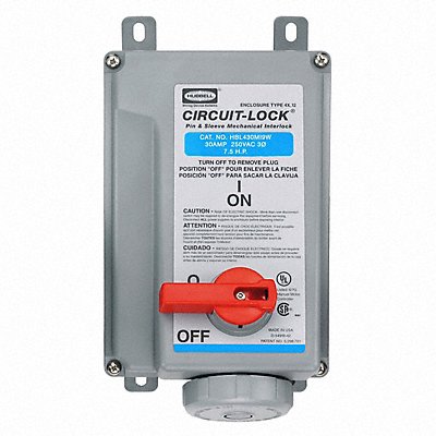 HUBBELL HBL430MI9W WTMechanical Interlock Device 3P4W 30 A 240V AC 7 1/2hp