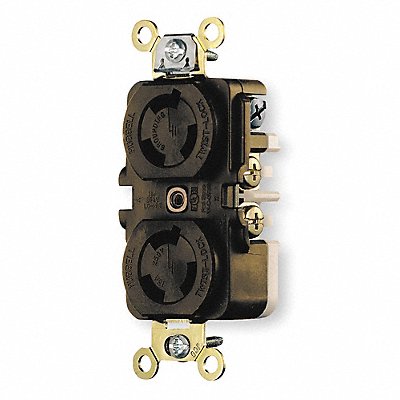 HUBBELL HBL4550 DplxLockerecpt 15A Blk Thrmpl L6-15R 1Gng