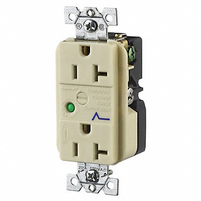 HUBBELL HBL5362ISA Receptacle Ivory 20 A 2P3W Back Side 1PK