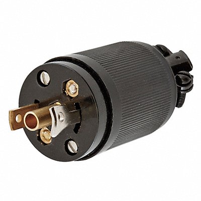 HUBBELL HBL7594 MdgtLocking Plug Strt 15 A Black Nylon 3Blds