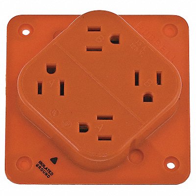 HUBBELL IG415 Receptacle Orange 15 A 2P3W Back 1PK