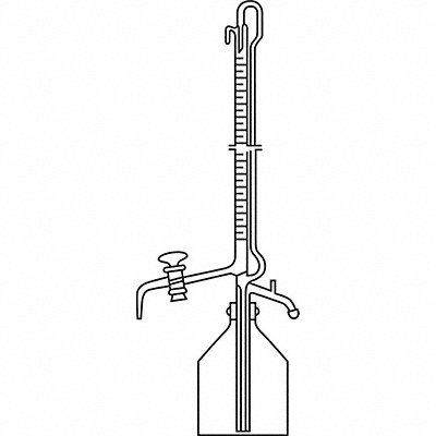 LAB SAFETY SUPPLY 6CDR2 Automatic Fill Buret 770 mm 10 mL