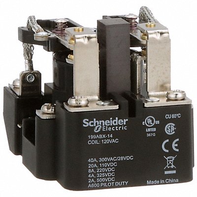 SCHNEIDER 199ABX14 H8148 Open Power Relay 120V AC DPDT 8Pins