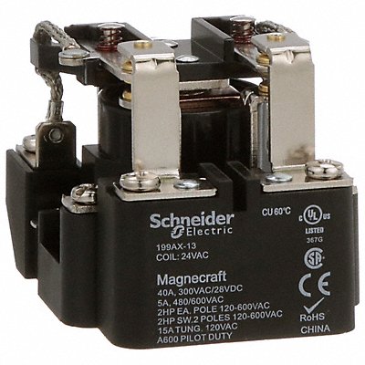 SCHNEIDER 199AX13 Open Power Relay 24V AC DPDT 8Pins