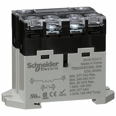 SCHNEIDER 725AXXSC3ML24A Enclosed Power Relay 24VAC SPST-NO 4Pin