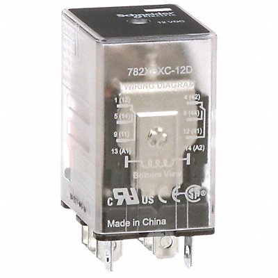 SCHNEIDER 782XBXC12D H8016 General Purpose Relay 12VDC DPDT 8Pins