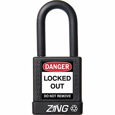 ZING 7037 K7489 Lockout Padlock KA Black 1-3/4 H