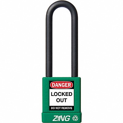 ZING 7050 D8959 Lockout Padlock KD Green 1-3/4 H