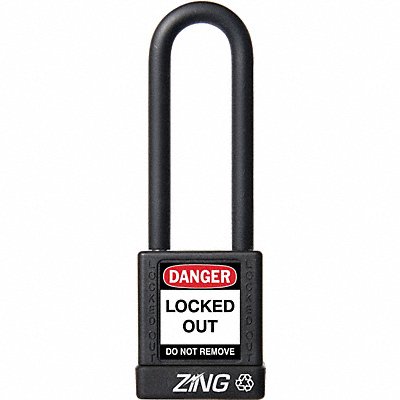 ZING 7053 Lockout Padlock KA Black 1-3/4 H