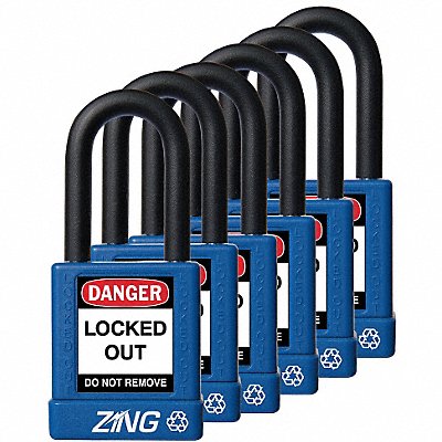 ZING 7065 D8964 Lockout Padlock KA Blue 1-3/4 H PK6