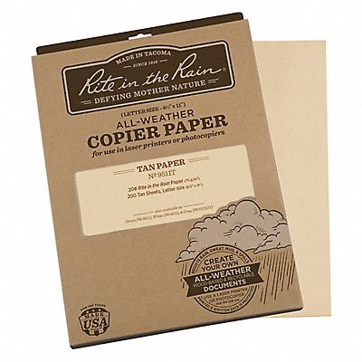 RITE IN THE RAIN 9511T Waterproof Laser Paper 8-1/2 x11 PK200