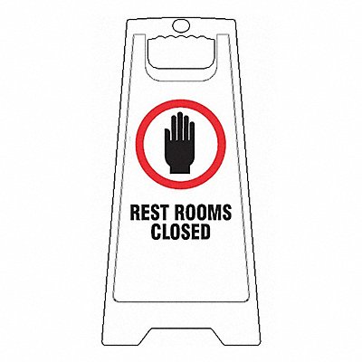 GRAINGER 6DMG9 Restroom Sign White Plastic 24 in H