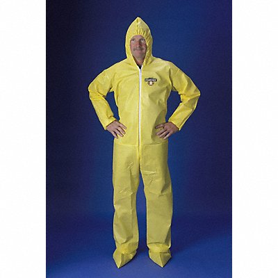 LAKELAND PBLC5414XL Hooded Coverall w/Boots Yellow XL
