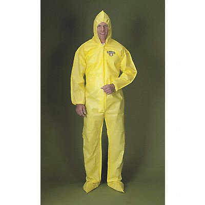 LAKELAND PBLC55414XL Hooded Coverall w/Boots Yellow XL