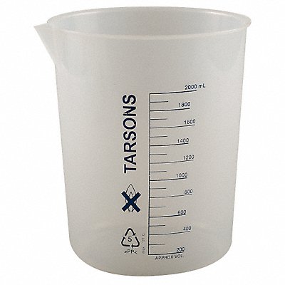 LAB SAFETY SUPPLY 6FAE8 Beaker 2 L 190 mm H 174 mm Dia