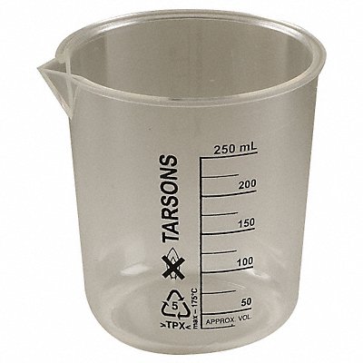 LAB SAFETY SUPPLY 6FAF1 Beaker 250 mL 92 mm H 90.1 mm Dia PK6