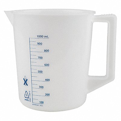 LAB SAFETY SUPPLY 6FAF9 Beaker 1 L 150 mm H 141.4 mm Dia