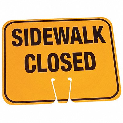 GRAINGER 03550SC Traffic Cone Sign Orange Sidewalk Closed