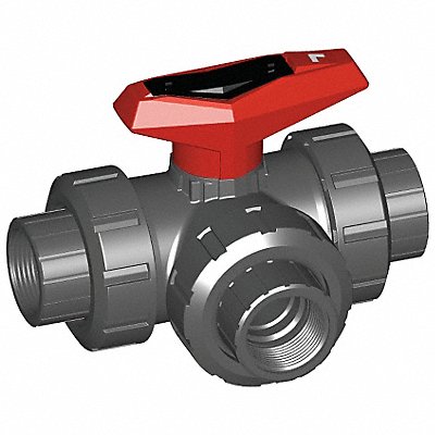 GF PIPING SYSTEMS 161543104 PVC Ball Valve 3-Way Union FNPT 1
