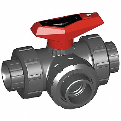 GF PIPING SYSTEMS 161543084 PVC Ball Valve 3-Way Union Socket 1 in