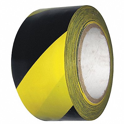 CONDOR 6FXV7 Floor Tape Black/Yellow 2 inx108 ft Roll