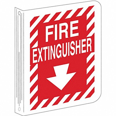 BRADY 70998 Fire Extinguisher Sign 12X9 WHT/R