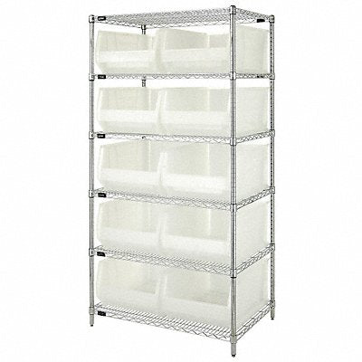 QUANTUM STORAGE SYSTEMS WR6954CL D5605 Bin Shelving 24inx74inx36in Clear