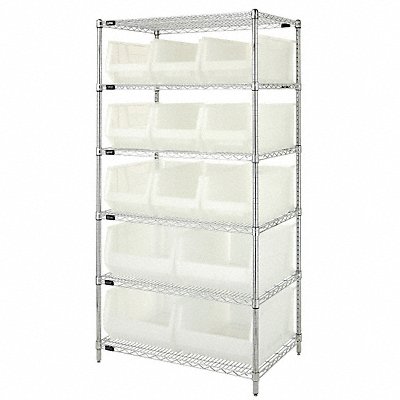 QUANTUM STORAGE SYSTEMS WR6953954CL Bin Shelving 24inx74inx36in Clear