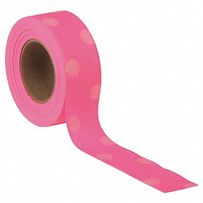 GRAINGER PDPGW200 Flagging Tape Pnk Glo/Wh 150ft 1-3/16 In
