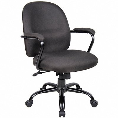 GRAINGER 6GNN8 Executive Chair Fabric Black 18-22 Seat Ht