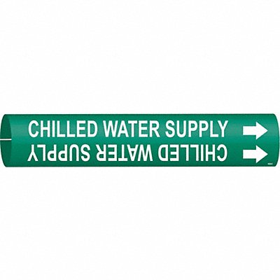 BRADY 4024C Pipe Marker Chilled Water Supply 2in H 2in W