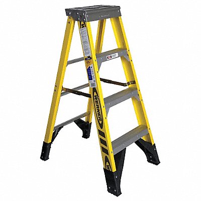 WERNER 7304 Stepladder Fiberglass 4 ft H 375 lb Cap