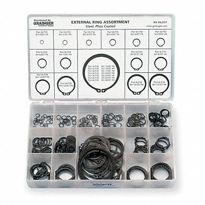 GRAINGER RCX25262STPA Ext Retaining Ring Asst 273 Pc 21 Szs