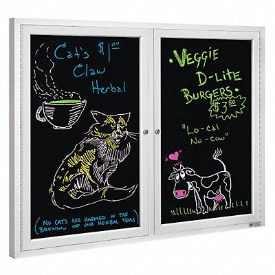 UNITED VISUAL PRODUCTS UV853BSATINBLMELD Enclosed Bulletin Board Wet/Dry 36x24
