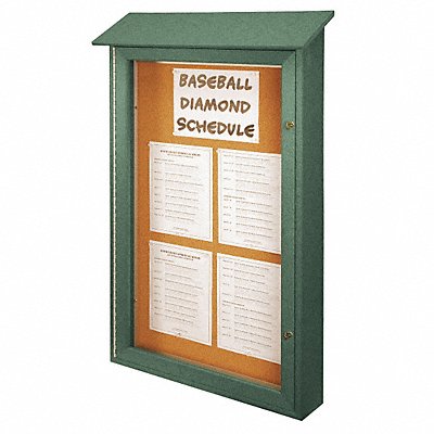 UNITED VISUAL PRODUCTS UVSD4226WOODGRN Enclosed Bulletin Board Tack 42 x26