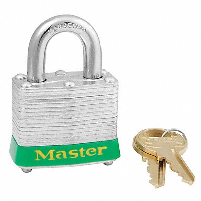 MASTER LOCK 3KAS6GRN D5332 Lockout Padlock KA Green 1-1/4 H PK6