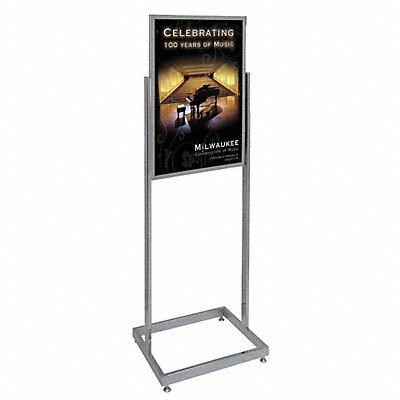 GRAINGER UVE58113chrome Sign Holder Pedestal 22x28 Alum Chrome