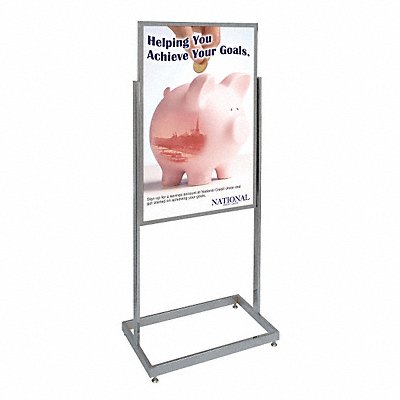 GRAINGER UVE52436chrome Sign Holder Pedestal 24x36 Alum Chrome