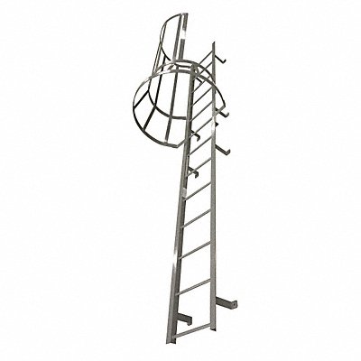 COTTERMAN M25SCL9C1 Fixed Ladder with Safety Cage 24 ft 3 In H