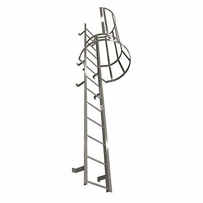 COTTERMAN M14SCL10C1 Fixed Ladder with Safety Cage 13 ft 3 In H