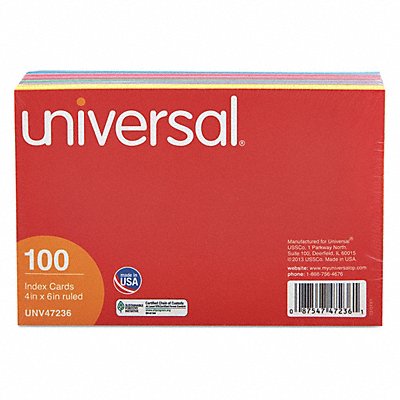 UNIVERSAL UNV47236 Index Cards Ruled 4 x 6 PK100