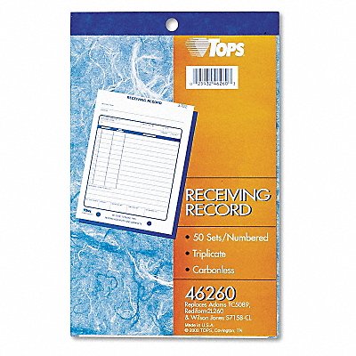 TOPS TOP46260 Receiving Record Book 3-Part Carbonless