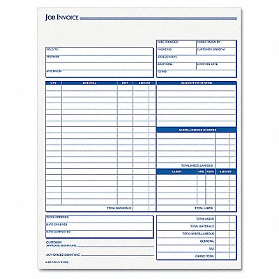 TOPS TOP3866 Job Invoice Forms PK50