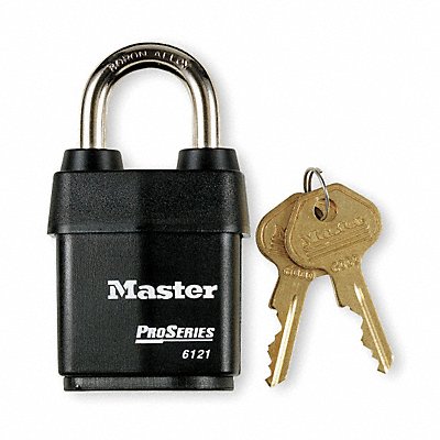 MASTER LOCK 6121N Keyed Padlock 7/8 in Rectangle Black