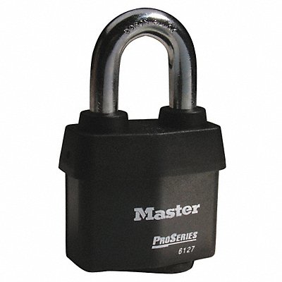 MASTER LOCK 6127KA Keyed Padlock 7/8 in Rectangle Black