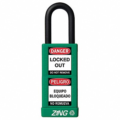 ZING 7074 Lockout Padlock KD Green 3 H